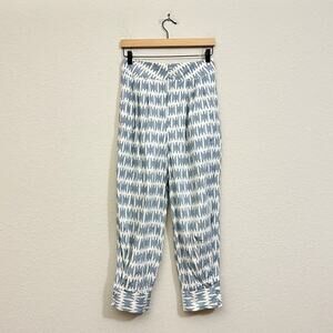 JOIE Cropped Pants Blue White Geometric Pleated High Rise Tapered
